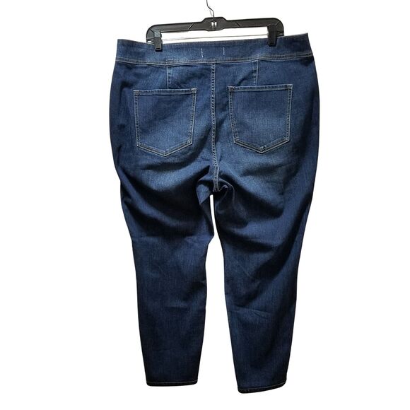 Lane Bryant Jegging 20 Blue Flex Magic Waist 3-Button Jeans Rhinestones Studs - Picture 2 of 7